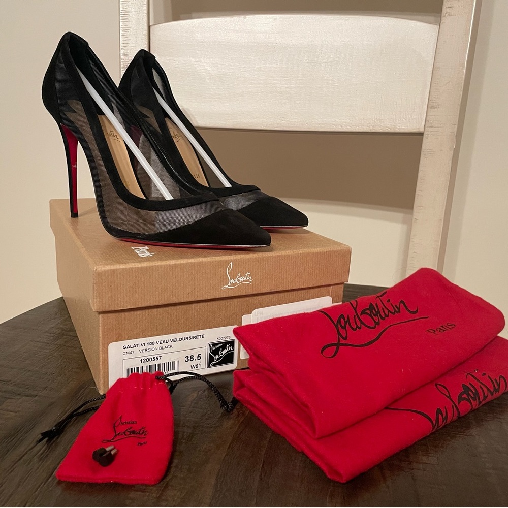 Christian Louboutin Galaviti Suede Heels, black, 38.5